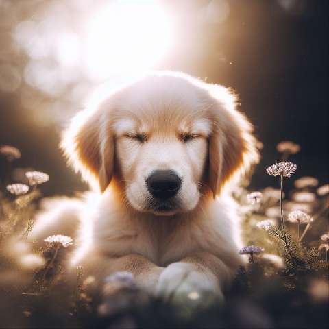 Preview for Golden Retriever Puppy In Flowers Template