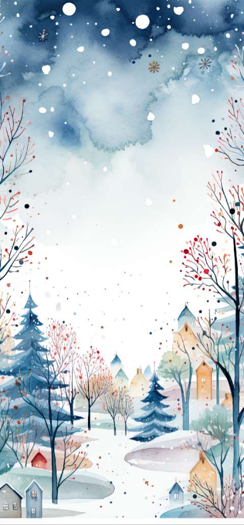 Preview for Winter-wonderland-watercolor-christmas-phone-template-24271