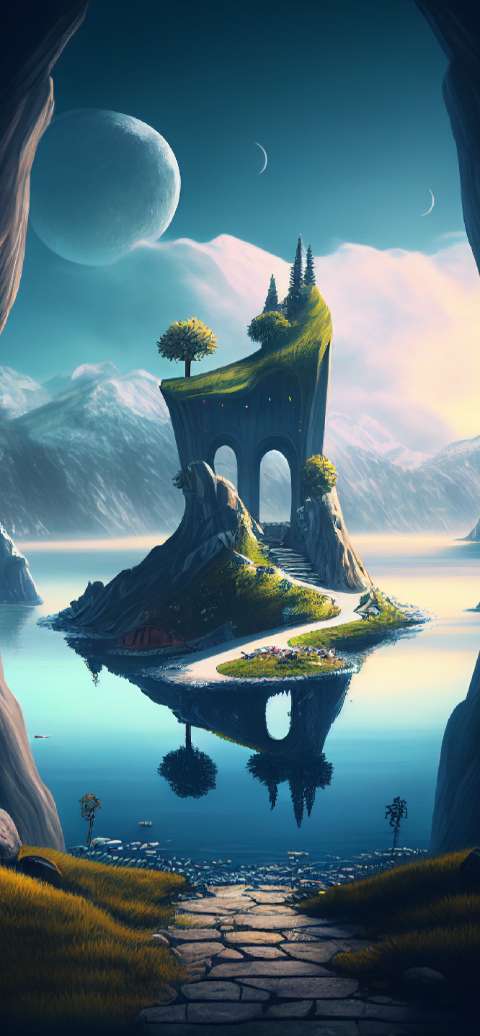 Preview for Fantasy-island-landscape-aiwallpaper-template-1f50c