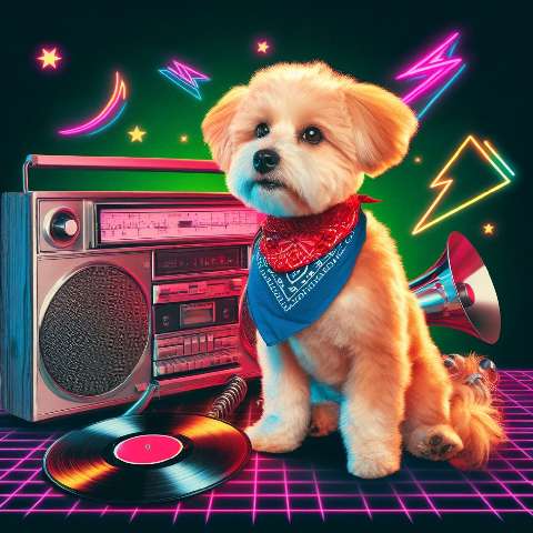 Preview for Retro Dog With Boombox Template