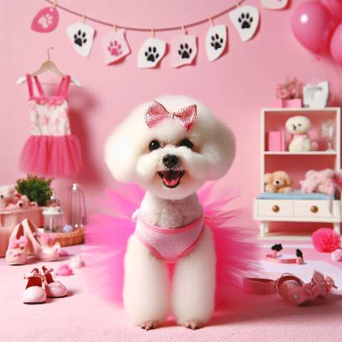 Preview for Adorable White Dog In Pink Outfit Template