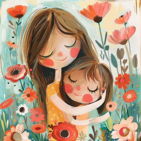 Preview for Mother And Child Floral Template