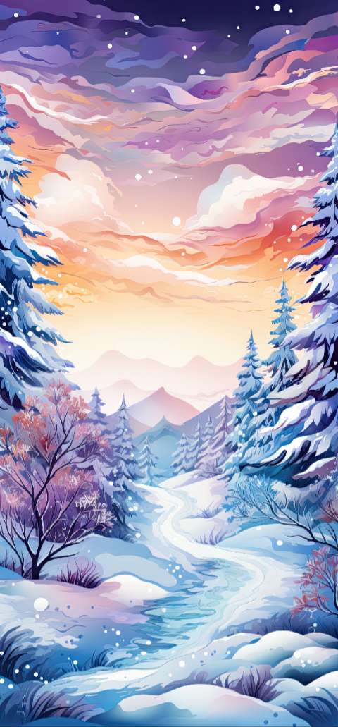 Preview for Winter-landscape-illustration-christmas-phone-template-25635