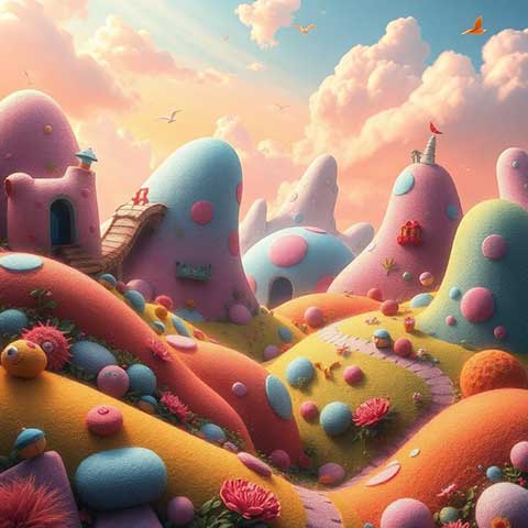 Preview for Fantasy-landscape-colorful-hills-houses-ainewstyle-template-d81c4