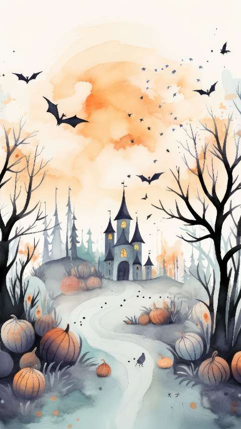Preview for Halloween-castle-watercolor-illustration-halloween-story-templat-7104c