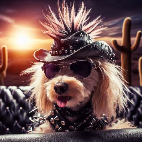 Preview for Punk Rock Dog In Desert Landscape Template