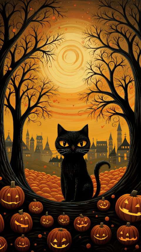 Preview for Halloween-night-scene-with-black-cat-halloween-story-template-b9d20