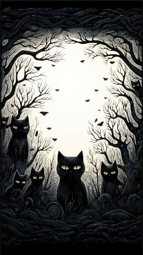 Preview for Mysterious-black-cats-illustration-halloween-story-template-78696