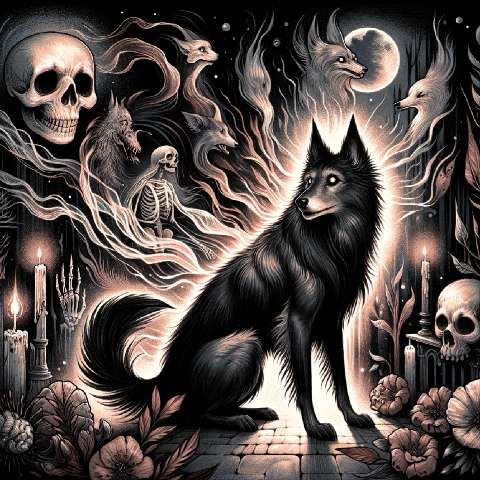 Preview for Mysterious Black Wolf Under Moonlight Template