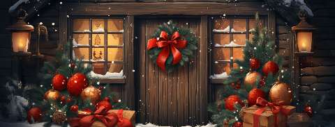 Preview for Christmas-cabin-scene-christmas-facebook-template-5527b