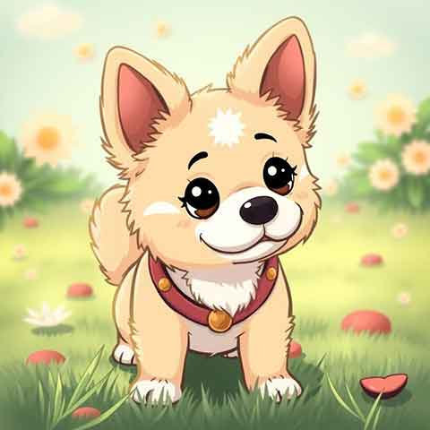 Preview for Corgi In A Flower Field Design Template