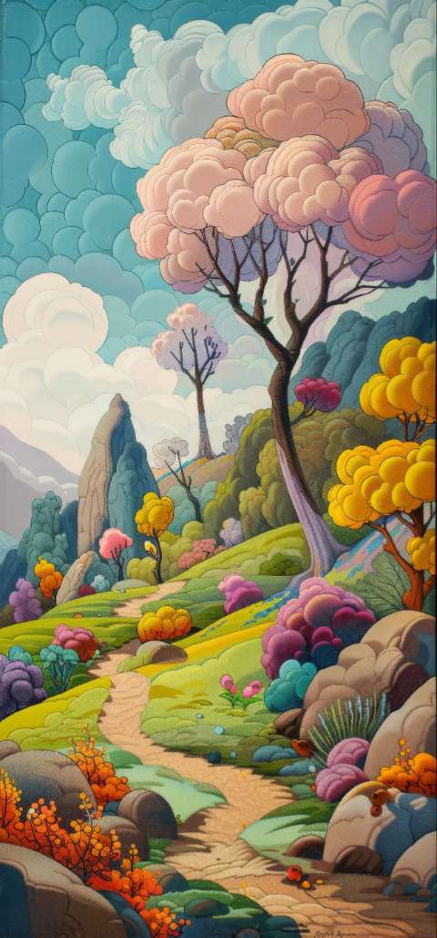Preview for Whimsical Landscape Phone Wallpaper Template