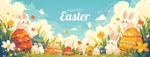Preview for Easter-bunnies-eggs-celebration-easter-facebook-template-e6275