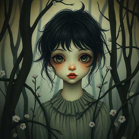 Preview for Mysterious-girl-in-woods-aistylized-template-904c2