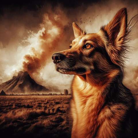 Preview for Dog Amidst Volcanic Eruption Design Template