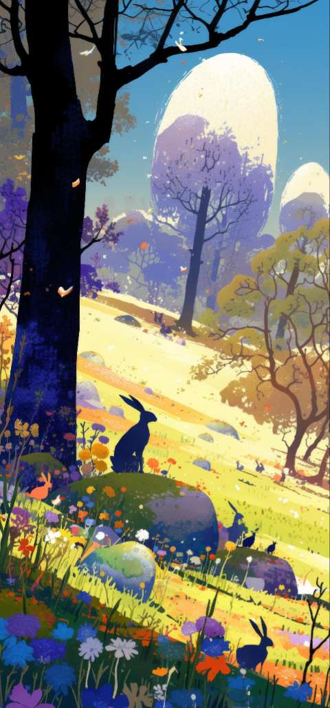 Preview for Serene-forest-landscape-with-rabbits-easter-phone-template-882f5