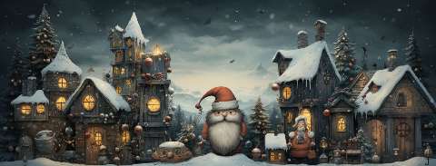 Preview for Whimsical-winter-village-santa-claus-christmas-facebook-template-fd897