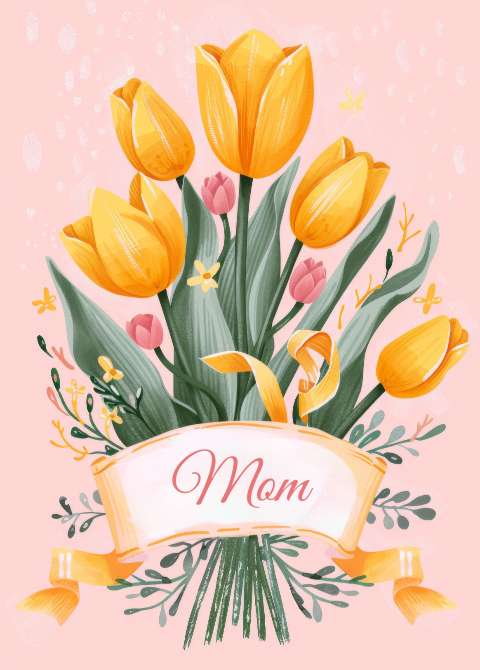 Preview for Yellow-tulips-bouquet-for-mom-mothers-day-template-91ec2