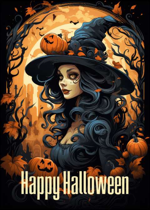 Preview for Halloween-witch-illustration-halloween-flyer-template-15914
