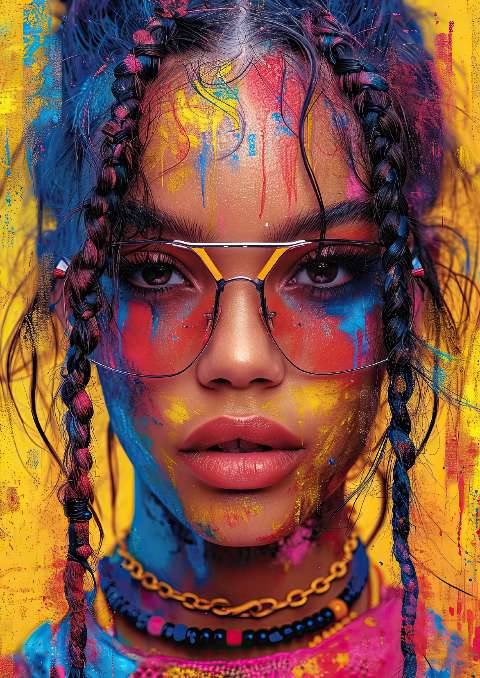 Preview for Colorful-portrait-young-girl-braids-glasses-celebrities-template-bf24a