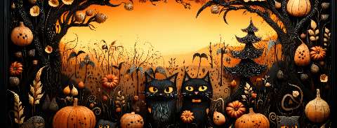 Preview for Halloween-cats-pumpkin-patch-halloween-social-template-f2530