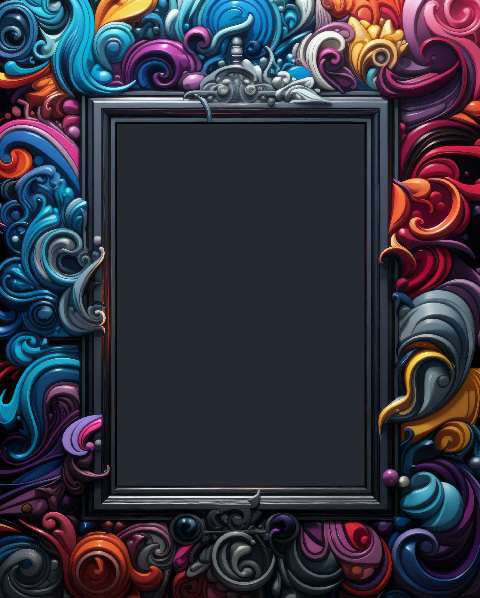Preview for Ornate-frame-colorful-swirl-design-colorful-frame-template-801b4