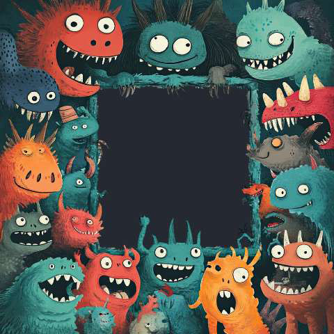 Preview for Cartoon-monsters-frame-monster-frame-template-32244