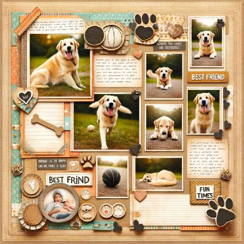 Preview for Golden Retriever Memories Scrapbook Page Template