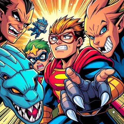 Preview for Superhero-team-action-illustration-aicartoon-template-35caa