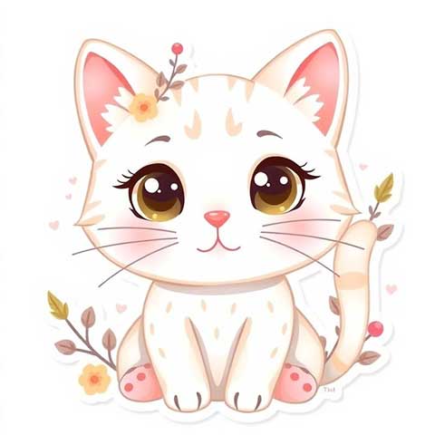 Preview for White-cat-with-flowers-aistickerfeatured-template-1ca0f