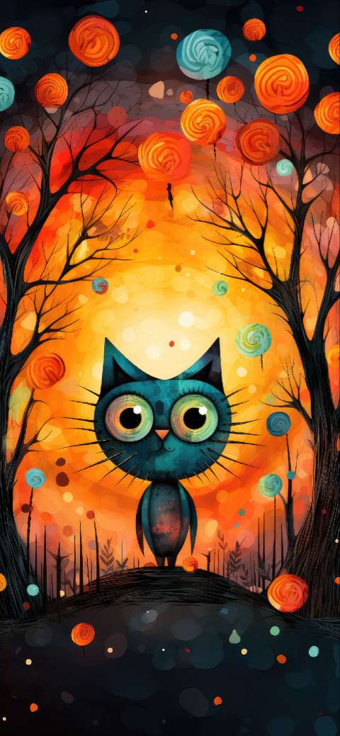 Preview for Whimsical-cat-autumn-landscape-halloween-template-2cb8b