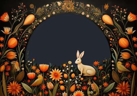 Preview for Vintage-floral-frame-with-rabbit-easter-frame-template-7e21f