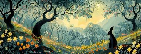 Preview for Serene Forest Landscape With Rabbit Template