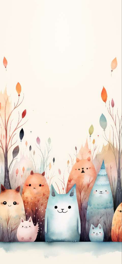 Preview for Kawaii-forest-animals-illustration-halloween-phone-template-35ca1