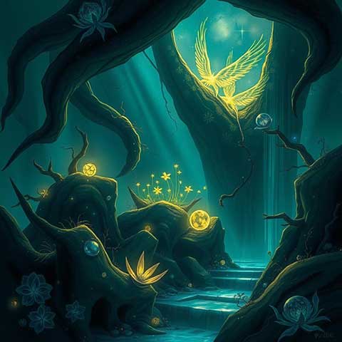 Preview for Mystical-forest-golden-bird-aiunique-template-d3ef0