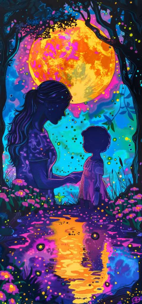 Preview for Mother-child-moonlight-illustration-mothers-day-template-e4fc1