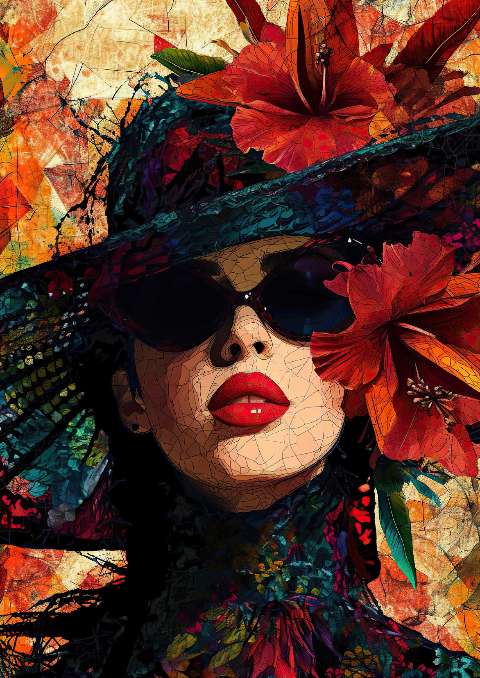 Preview for Vibrant-woman-portrait-floral-hat-celebrities-template-9bcb5