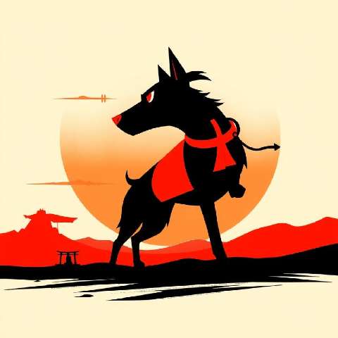 Preview for Samurai-dog-silhouette-aiartstyle-template-97884