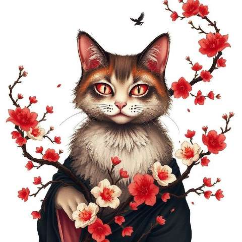 Preview for Cat-in-floral-attire-aiappiconstyle-template-41c8f