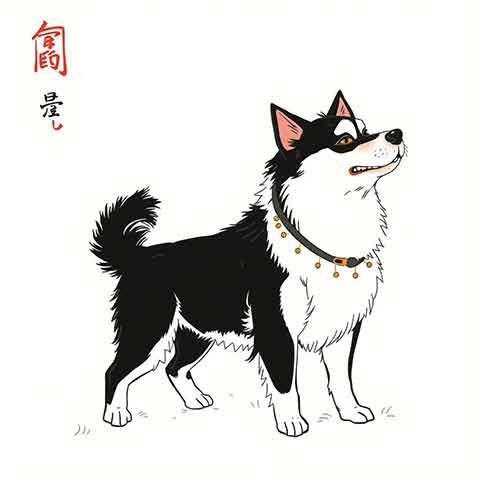 Preview for Black And White Dog Illustration Template