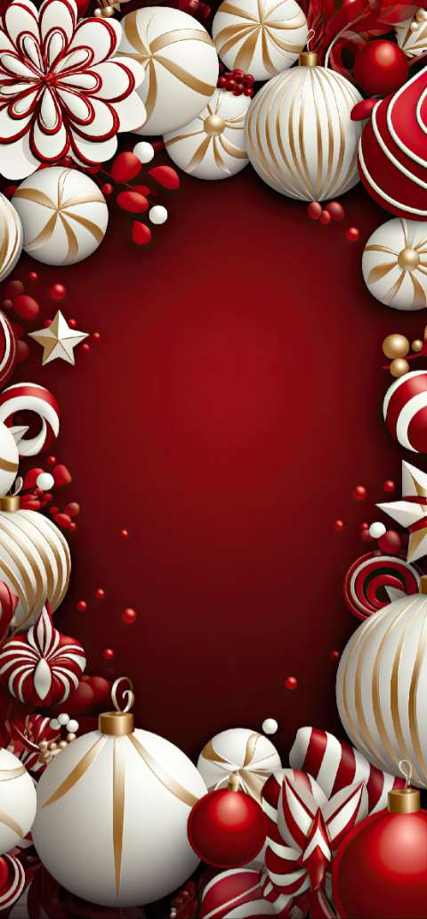 Preview for Christmas-ornaments-red-background-christmas-phone-template-36b11