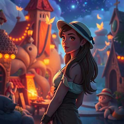 Preview for Fantasy-village-scene-aicartoon-template-2b857