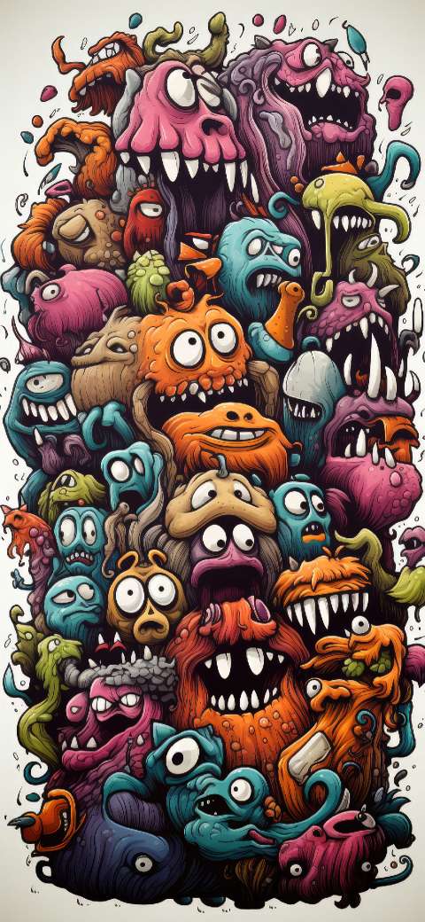 Preview for Colorful-cartoon-monsters-illustration-halloween-phone-template-76067