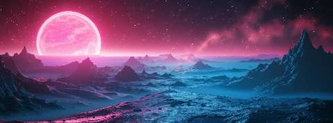 Preview for Cosmic Landscape With Pink Planet Template