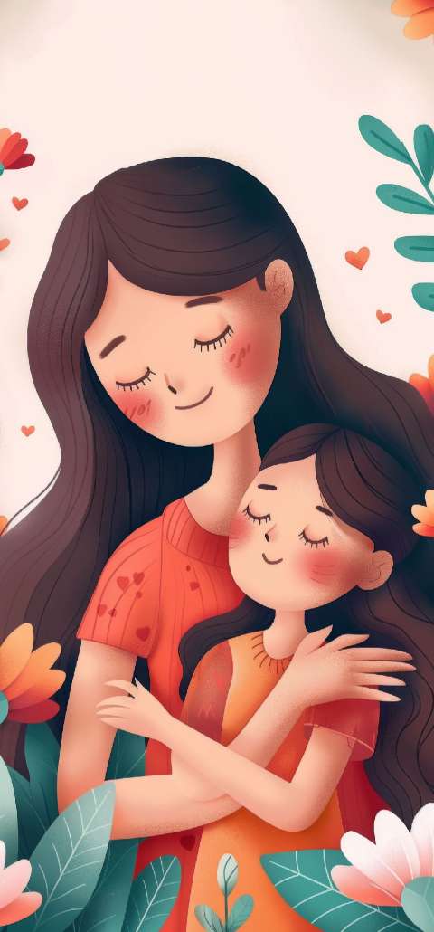 Preview for Mother-daughter-cartoon-illustration-mothers-day-template-8e614