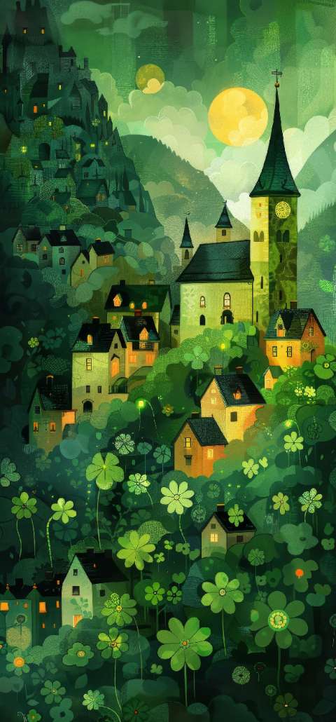 Preview for Whimsical-village-under-moonlight-st-patricks-template-7f19a