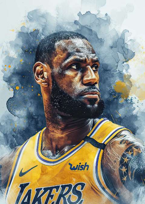 Preview for Lebron-james-lakers-portrait-celebrities-template-881c1