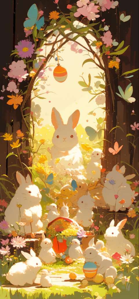 Preview for Easter-bunnies-floral-garden-easter-phone-template-38aa1