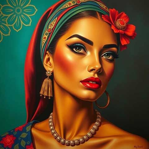 Preview for Vibrant-portrait-woman-floral-headband-aifeatured-template-1e64e