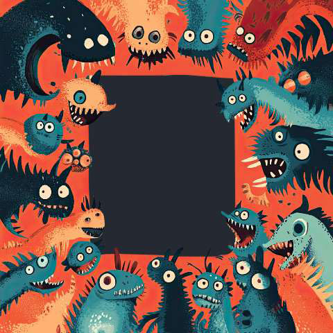 Preview for Cartoon-monsters-frame-monster-frame-template-f793b